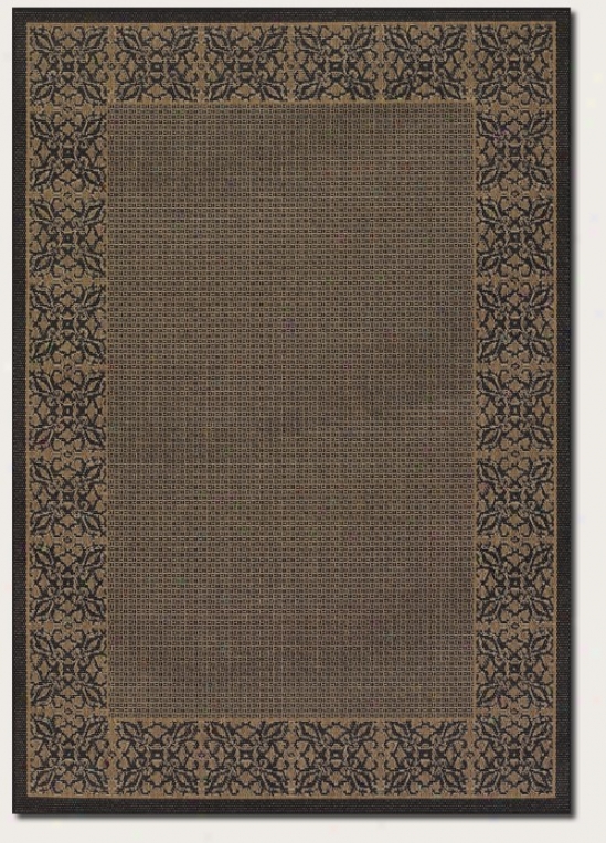 8'6&quot Square Area Rug Floral Pattern Edge In Cocoa And Black