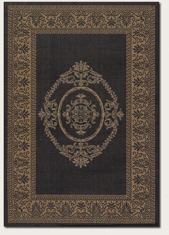 8'6&quot Square Region Rug Medallion Design In Black And Cocoa