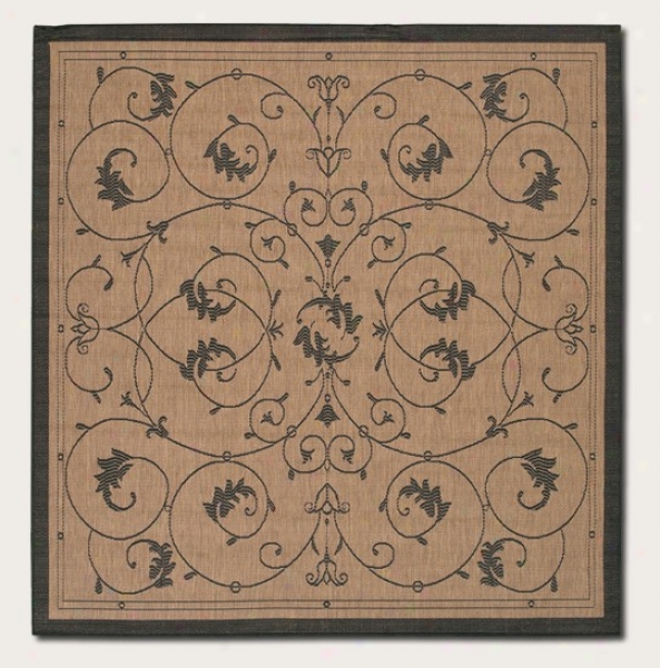 8'6&quot Square Area Rug Schedule Floral Design In Cocoa