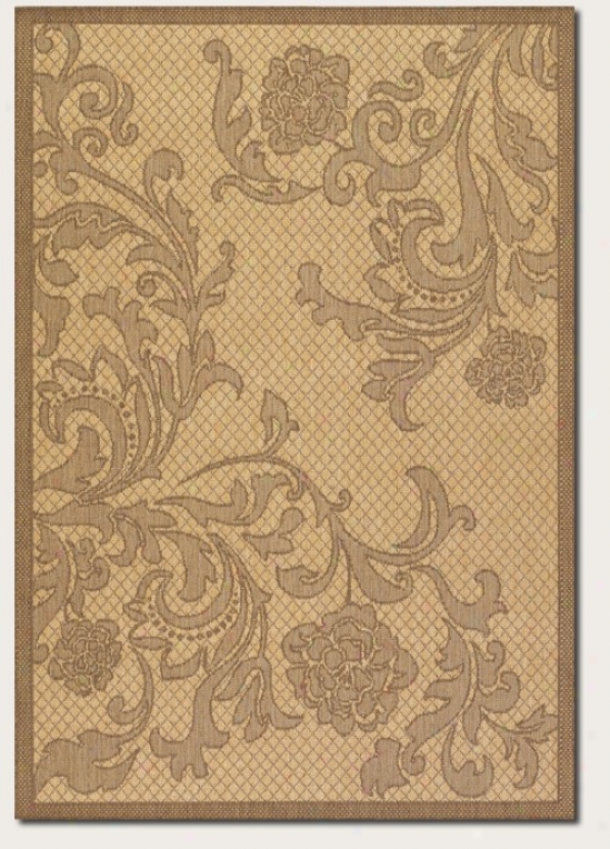 8'6&quot Square Area Rug Tapestry Pattenr In Natural And Cocoa