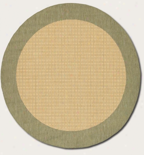 8'6&quot Square Area Rug With Green Border In Natural Color