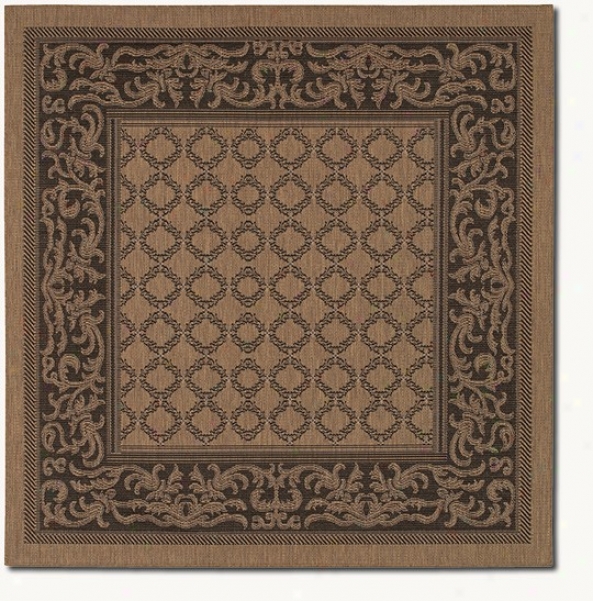 8'6&quot Square Garden Lattice Cocoa Black Indoor/outdoor Area Rug