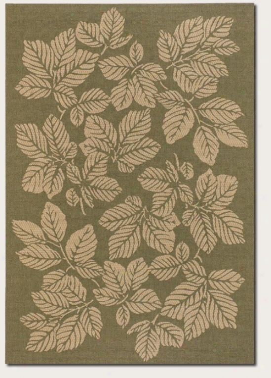 8'6&quot X 13' Area Rug Autumn Leaf Pattern In Green And Cream
