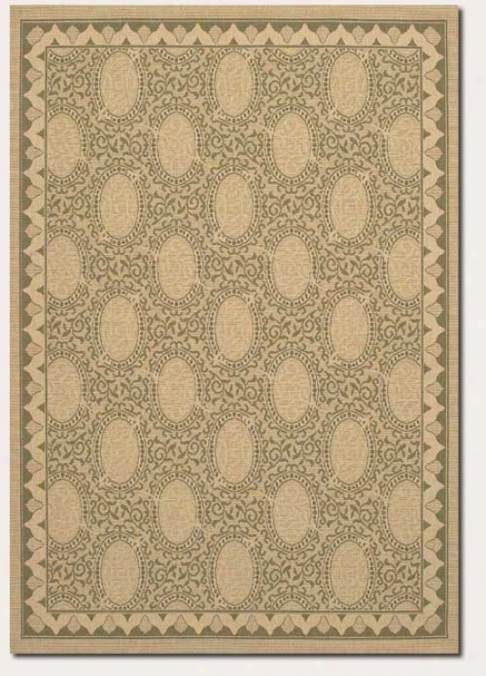 8'6&quot X 13' Area Rug Classic Oval Pattern In Cream And Green