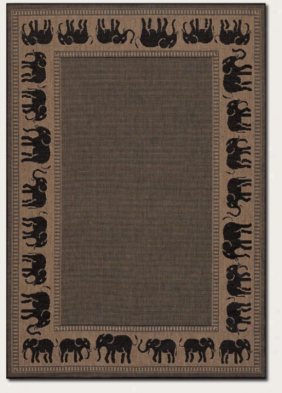 8'6&quot X 13' Area Rug Elephant Design Border In Black