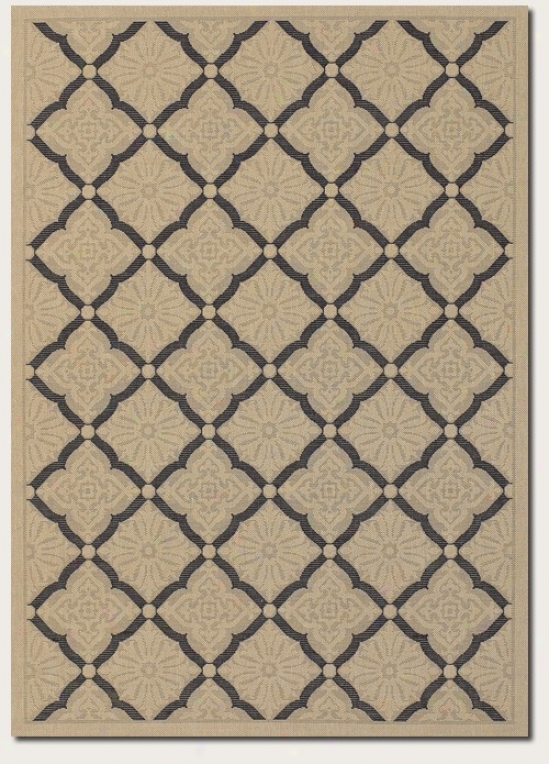 8'6&quot X 13' Area Rug Floral Grid Pattern In Cream And Black