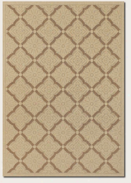 8'6" X 13' Area Rug Flora Grid Pattern In Cream And Gold