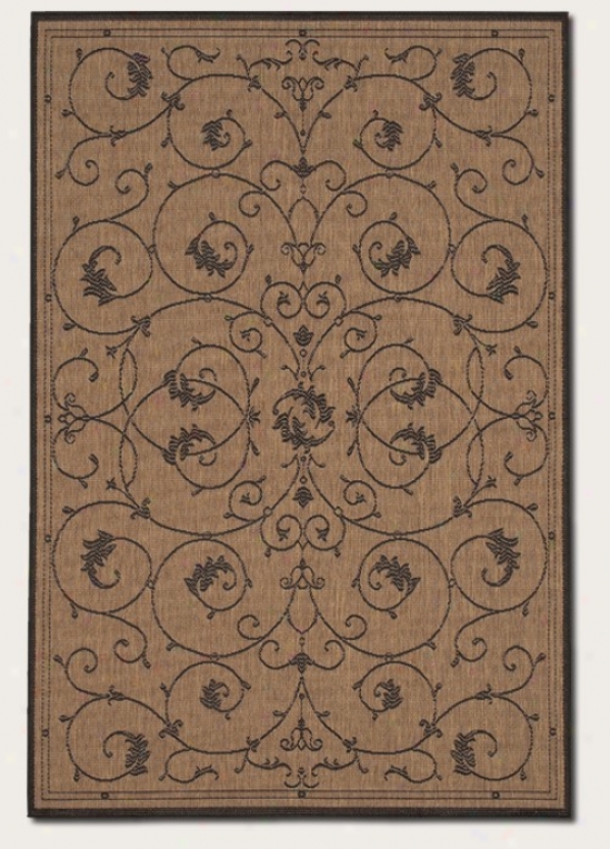 8'6&quot X 13' Area Rug Scroll Floral Design In Cocoa