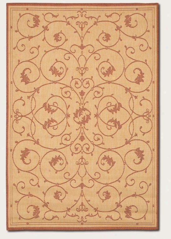 8'6&quot X 13' Area Rug Scroll Floral Desigj In Natural