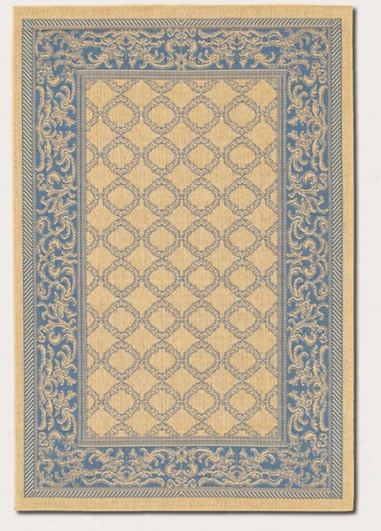 8'6&quot X 13' Area Rug Transitional Stlye With Blue Border In Natural