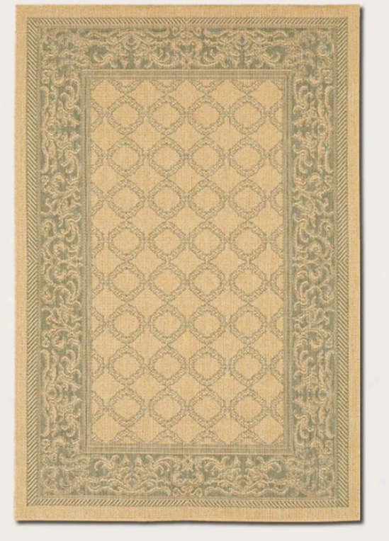 8'6&quot X 13' Area Rug Transitional Style With Green Border In Natural