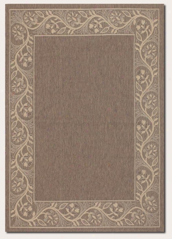 8'6&quot X 13' Area Rug With Floral Border In Brown And Cream