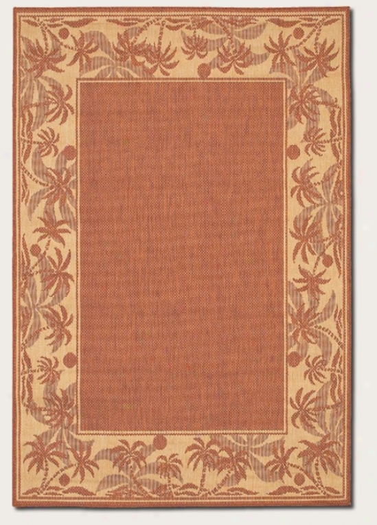 8'6&quot X 13' Area Rug With Palm Tree Design Border In Terra-cotta