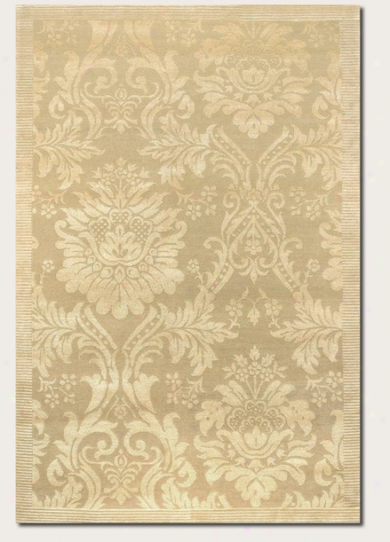 9' X 12' Area Rug Damask Pattern In Gold And Ivory Color