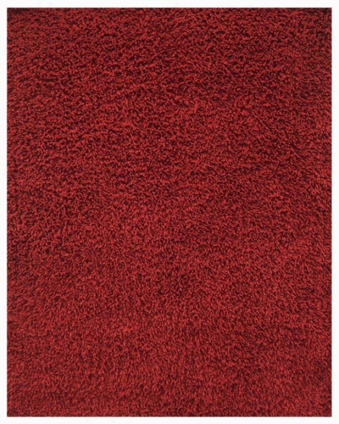 9' X 21' Bamboo Shag Area Rug Eco-friendly In Crimson Color