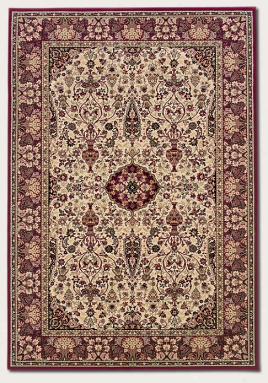9'2&quot X 12'5&quot Area Rug Classic Persian Pattern In Ivory And Red