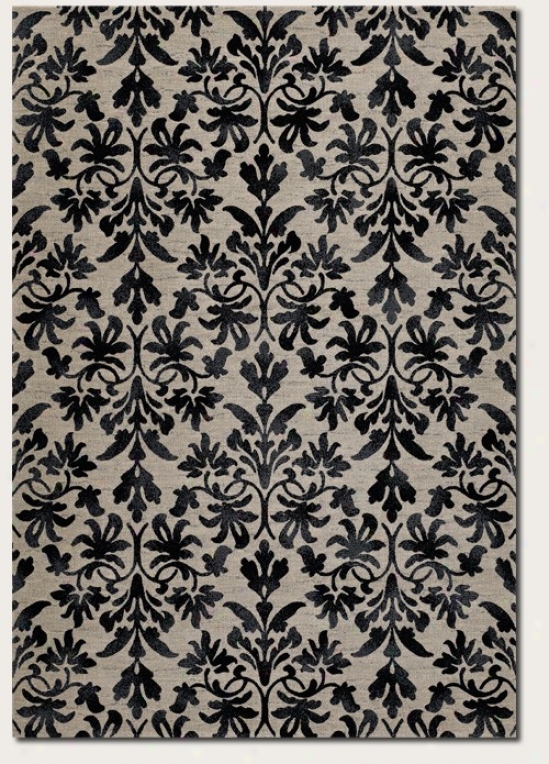 9'2&quot X 12'5&quot Area Rug Damask Pattern In Grey And Black Redness