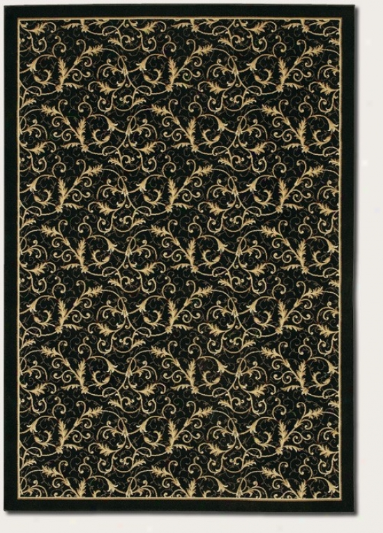 9'2&quot X 12'5&quot Area Rug Gold Scroll Fern Design In Black Color