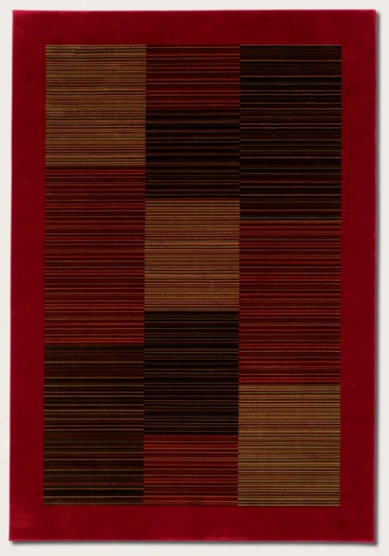 9'2&quot X 12'5&quot Area Rug Slender Stripe Pattern With Red Border