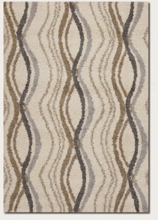 9'2&quot X 12'5&quot Area Rug Wave Pattern Design In Cream Distort