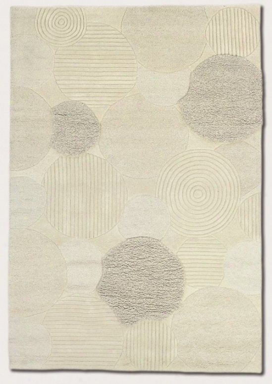 9'6&quot X 13' Area Rug Hand Crafted Cirfles Pattern In White