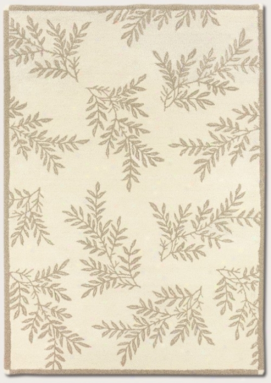 9'6&quot X 13' Area Rug Hand Crafted Pine Pattern In White