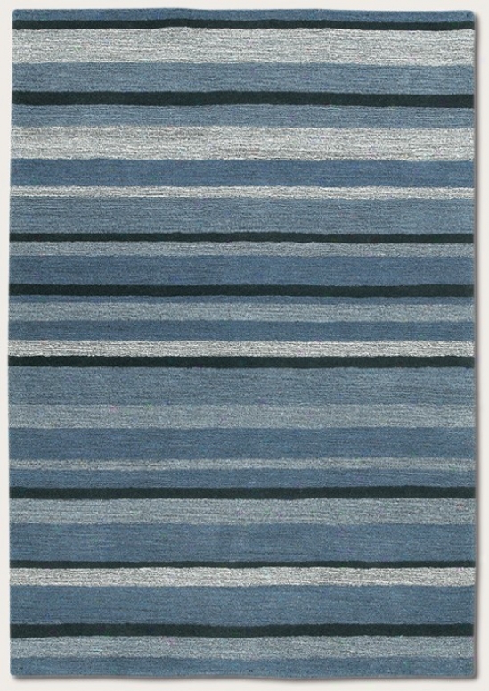 9'6" X 13' Area Rug Striped Design In Dust Blue
