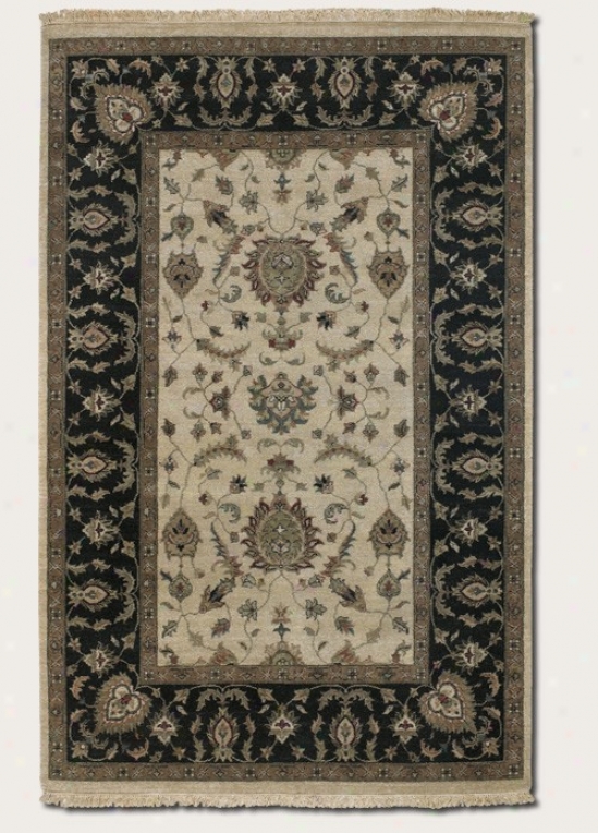 9'6&quot X 13'9&quot Area Rug Classic Persian Pattern In Ivory And Black