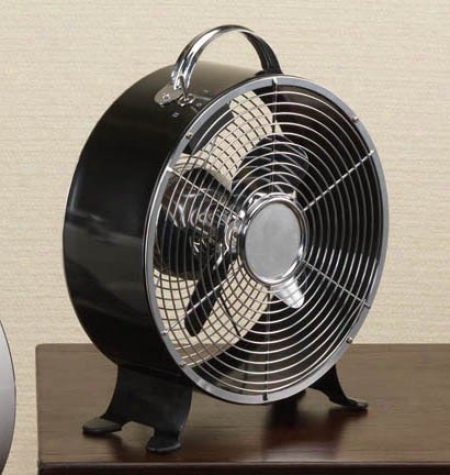 9&quot Black Colored Retro Metal Box Fan