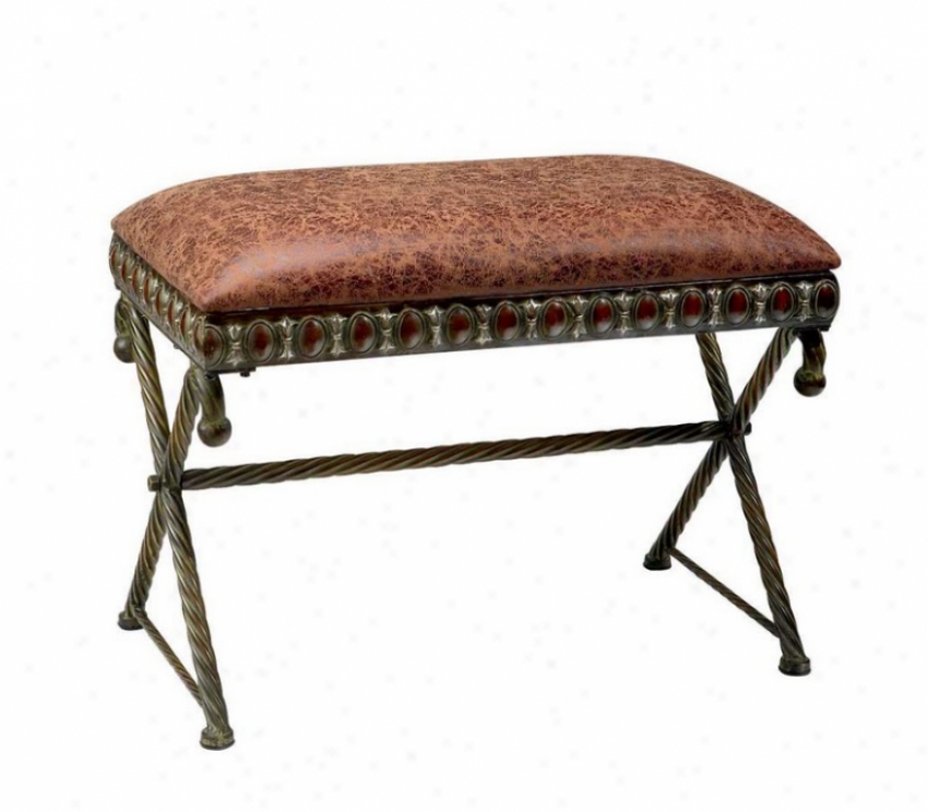 Accent Bench Cross Metal Twisted Legs In Bronze Alhambra