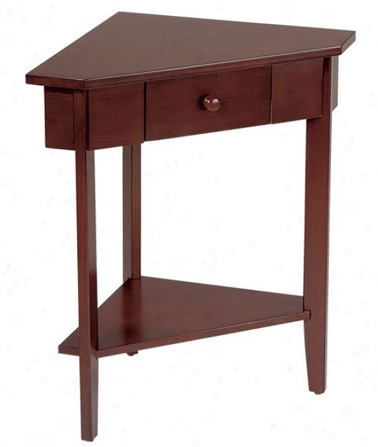 Accent Corner Table With Drawer In Walnut Finish