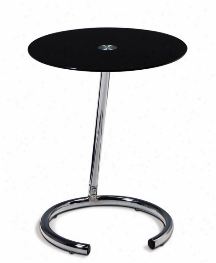 Accent Side Table With Black Glass Top In Chrome Finish