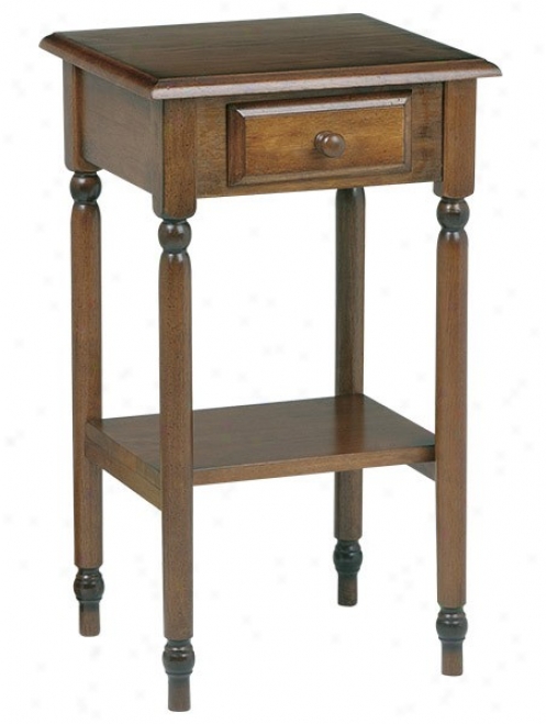 Accent Side Table With Drawer In Antique Cherry Finish