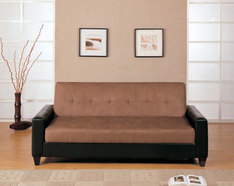 Adjustable Futon Sofa Bed With Storage - Light Brown Oak