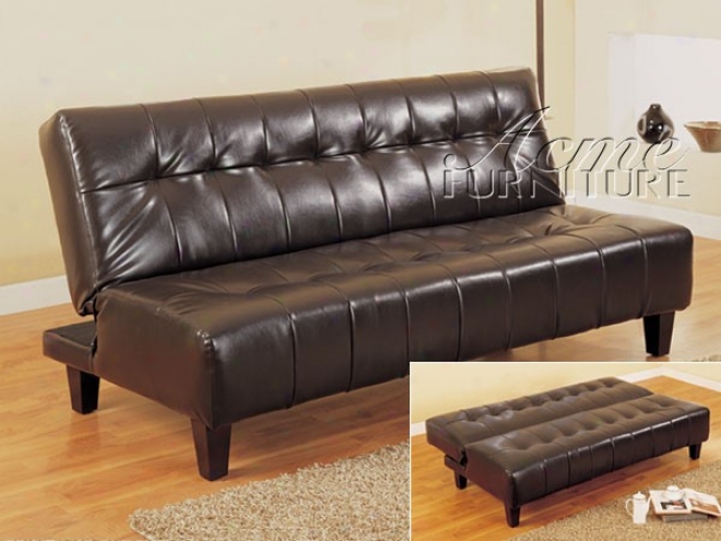 Adjustable Futon Sofa With Button Tufted Project In Black Bycast