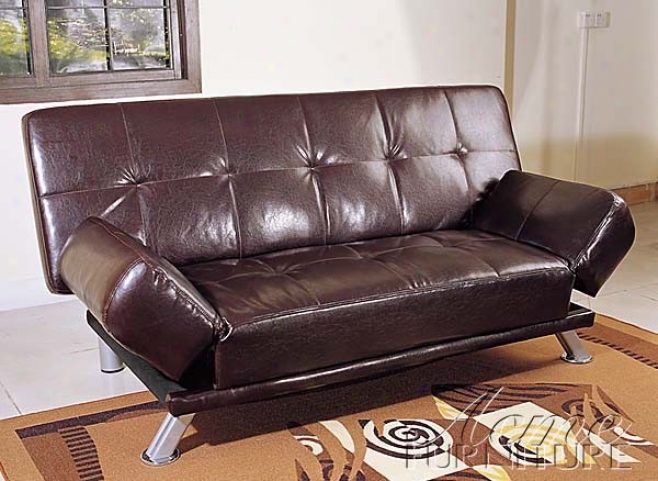 Adjustable Futon Sofa With Tufted Desin In Chocolate Bycast