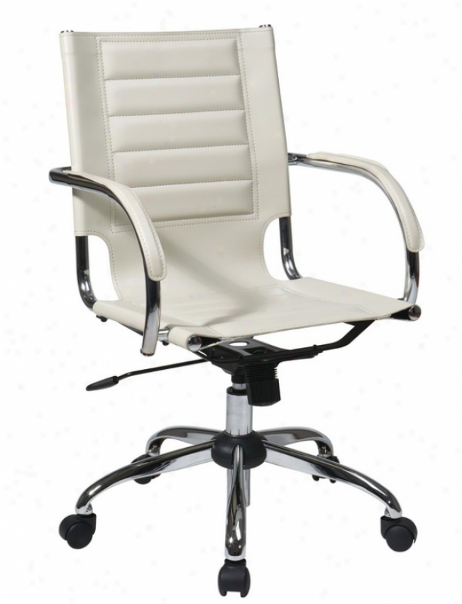 Adjustable Office Chair In Cream Leatherette