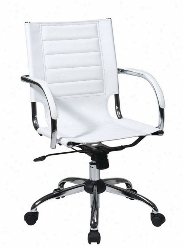 Adjustable Office Chair In White Leatherette