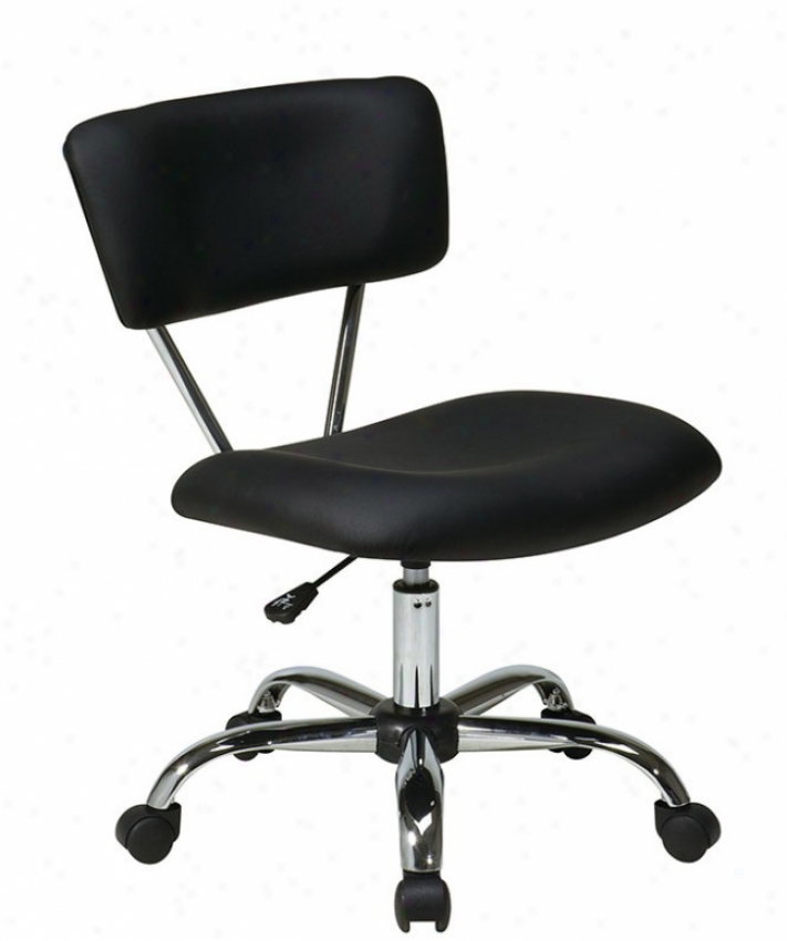 Adjustable Swivel Office Lesson Chair In Black Leatherette