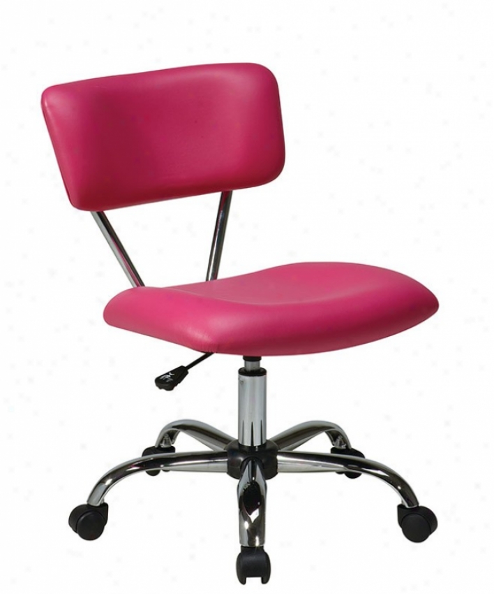 Adjustable Swivel Office Task Chair In Pink Leatherette