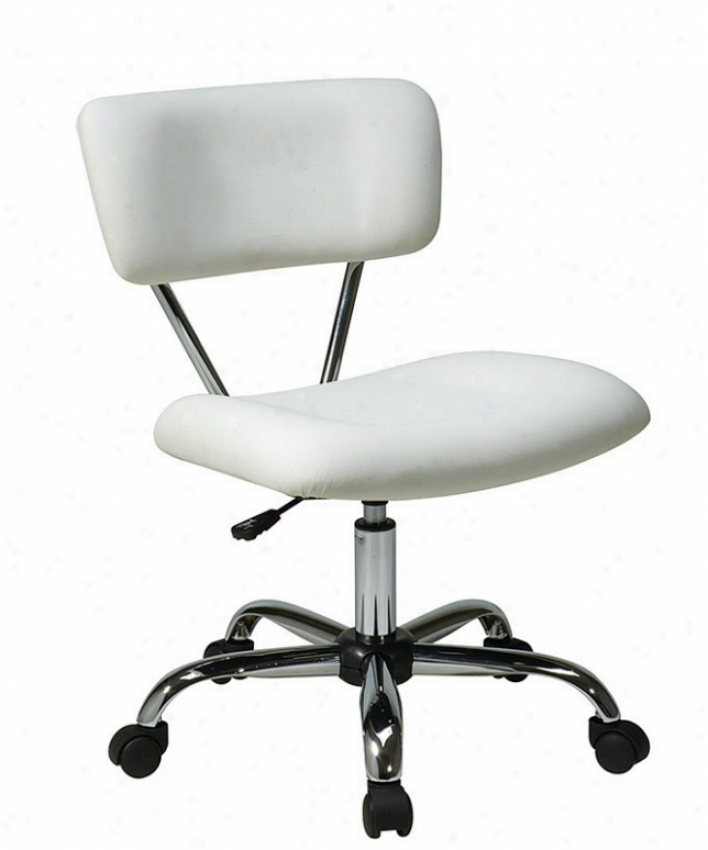 Adjustable Swive lOffice Task Chair In White Leatherette