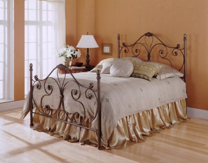 Aynsley Bronze Finish Metal Full Bed W/bed Frame Head & Footboard