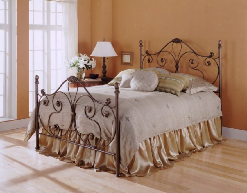 Aynsley Bronze Fihish Metal King Bed W/bed Frame Head & Footboard