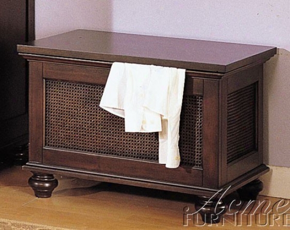 Bathroom Hamper Bench Walnut Finish