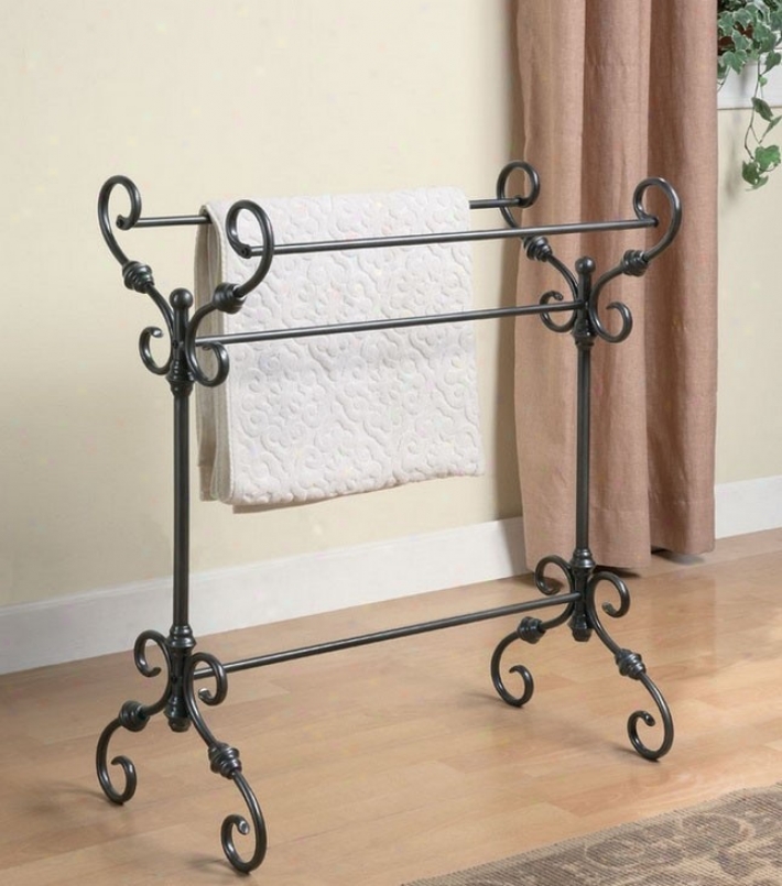 Bathroom Metal Towel Rack In Black Finish