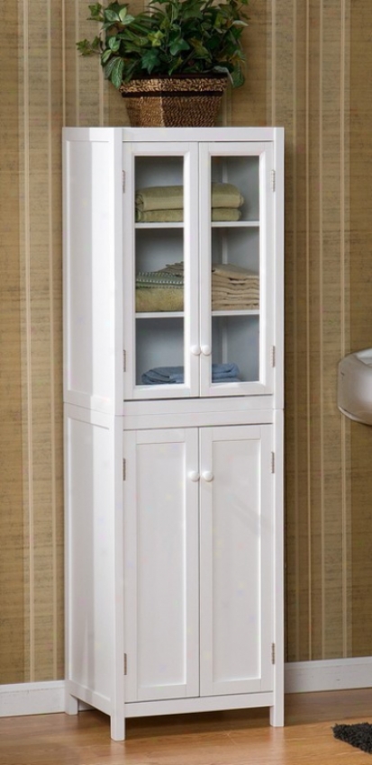 Bathroom Storage Tower In White Finish