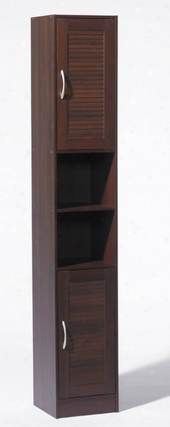 Bathroom Storage Tower With Louver Doors In Espresso Finish