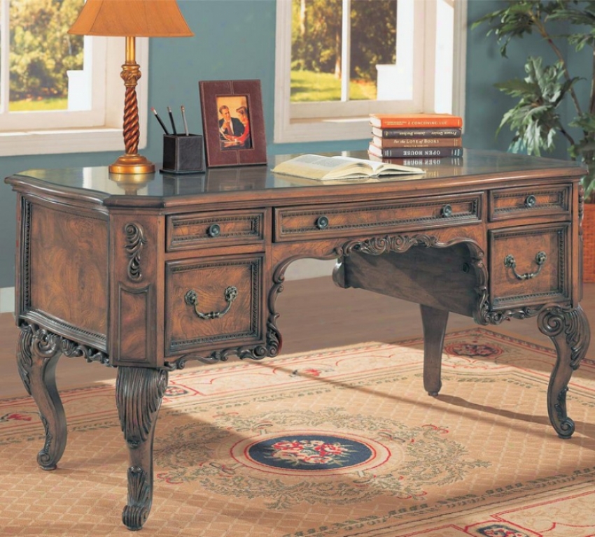 Beautiful Molding Traeitional Style Home Office Writing Desk