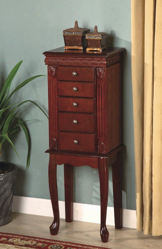 Beautiful Rich Brown Accomplish Jewelry Armoire With Pattern