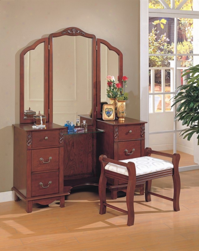 """beautiful Storage Vanity Table, Mirror & Stool Set"""